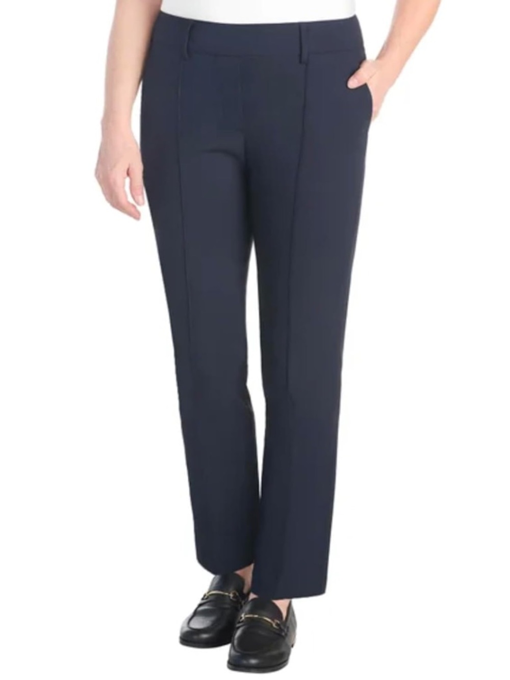 Hilary Radley Women's Pull-On Pant with Built-in Tummy Control Panel Navy  XXL